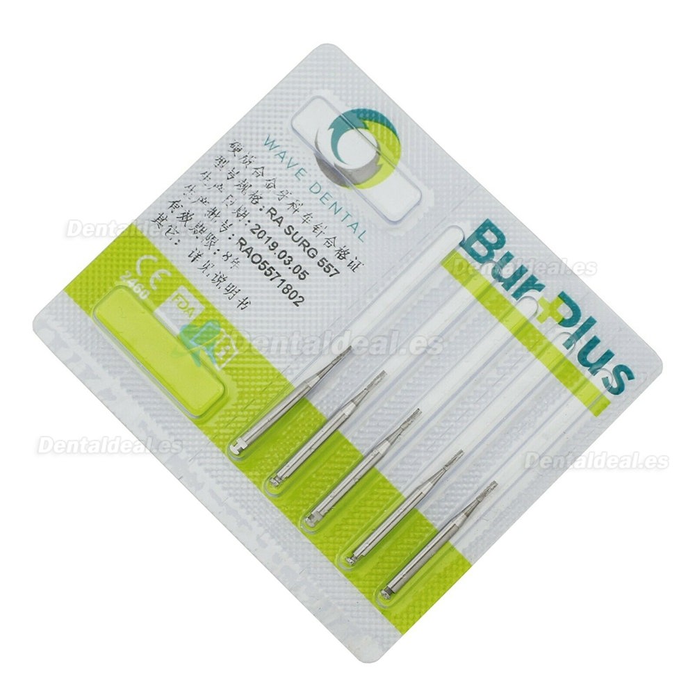 10 Pcs RA longitud quirúrgica 557 fresas fresa de carburo de fisura cónica tipo pestillo dental